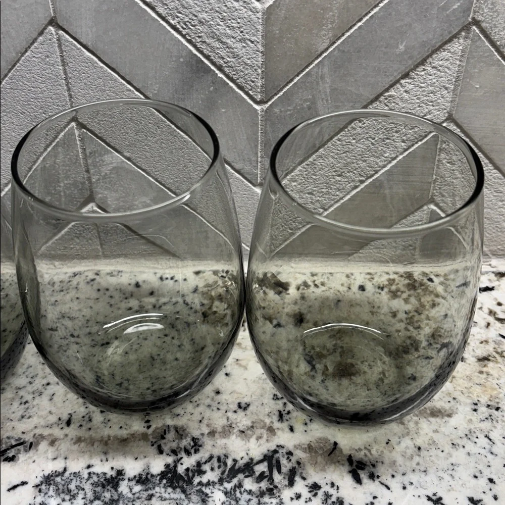 Pier 1 Gray Stemless Wine Glasses Set